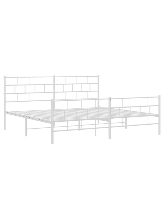 Kovový rám postele s hlavovým a nožním čelem bílý 200 x 200 cm