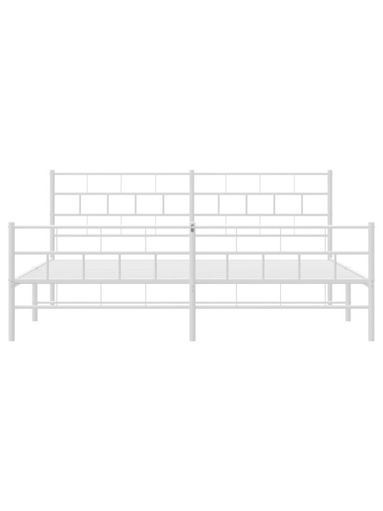 Kovový rám postele s hlavovým a nožním čelem bílý 200 x 200 cm