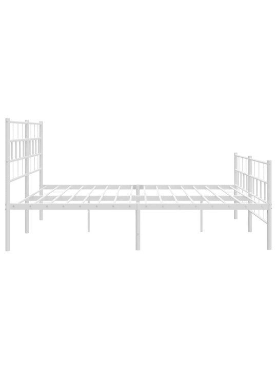 Kovový rám postele s hlavovým a nožním čelem bílý 200 x 200 cm