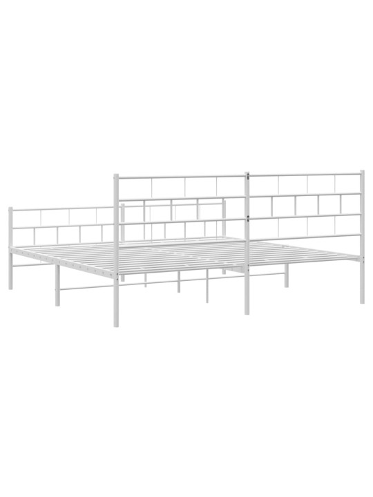 Kovový rám postele s hlavovým a nožním čelem bílý 200 x 200 cm