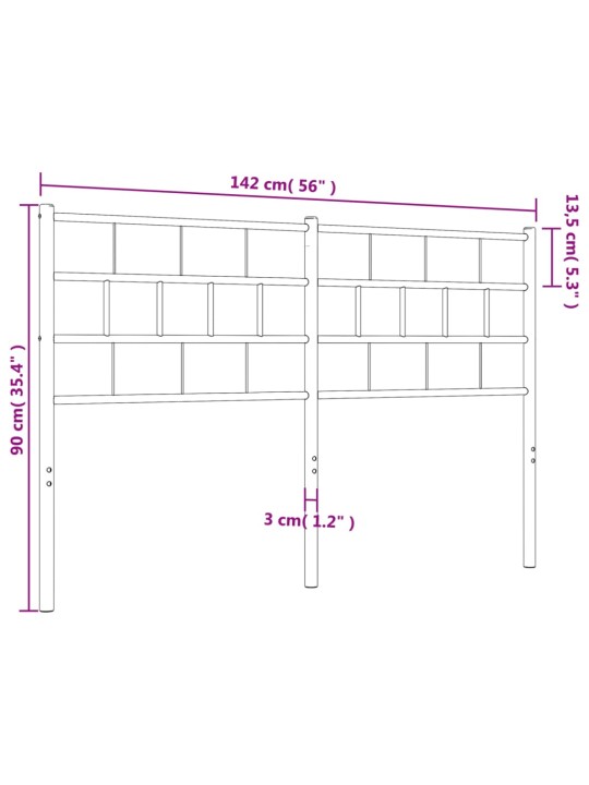Kovové čelo postele bílé 135 cm