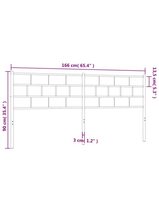 Kovové čelo postele bílé 160 cm