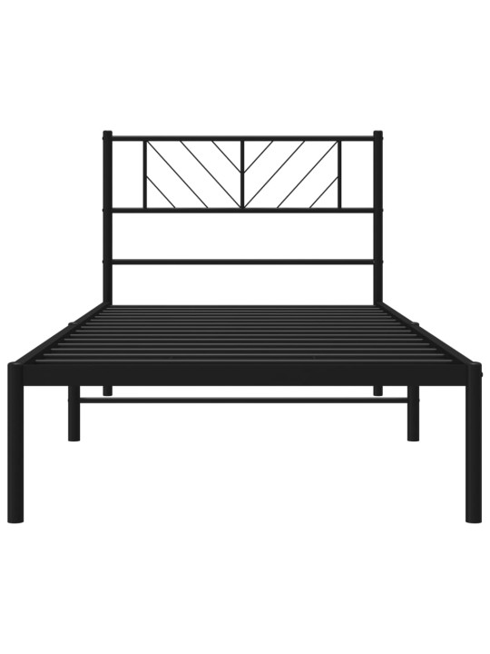 Kovový rám postele s čelem černý 75 x 190 cm