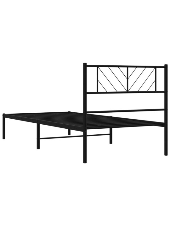 Kovový rám postele s čelem černý 100 x 200 cm