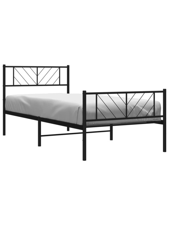 Kovový rám postele s hlavovým a nožním čelem černý 80 x 200 cm