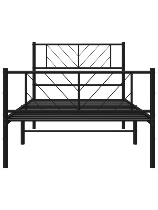 Kovový rám postele s hlavovým a nožním čelem černý 80 x 200 cm