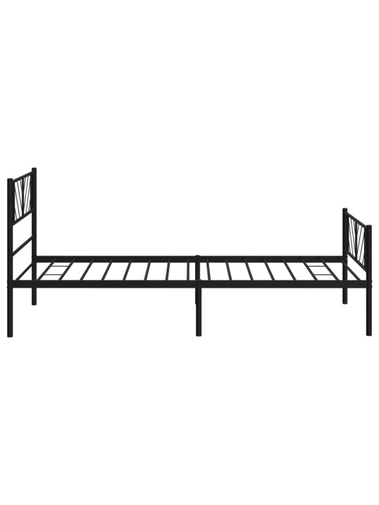 Kovový rám postele s hlavovým a nožním čelem černý 80 x 200 cm