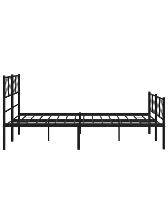 Kovový rám postele s hlavovým a nožním čelem černý 135 x 190 cm