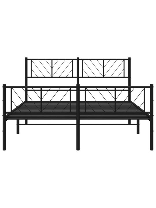 Kovový rám postele s hlavovým a nožním čelem černý 140 x 190 cm