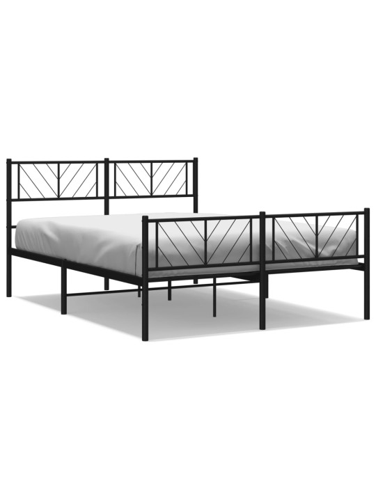 Kovový rám postele s hlavovým a nožním čelem černý 150 x 200 cm