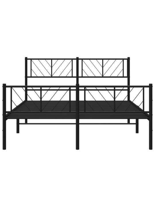 Kovový rám postele s hlavovým a nožním čelem černý 150 x 200 cm