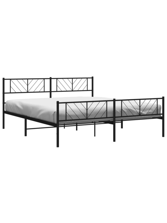 Kovový rám postele bez matrace s nožním čelem černý 180x200 cm