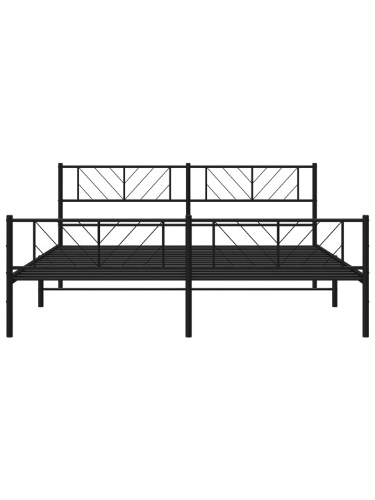 Kovový rám postele bez matrace s nožním čelem černý 180x200 cm
