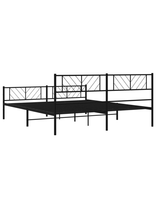 Kovový rám postele bez matrace s nožním čelem černý 180x200 cm