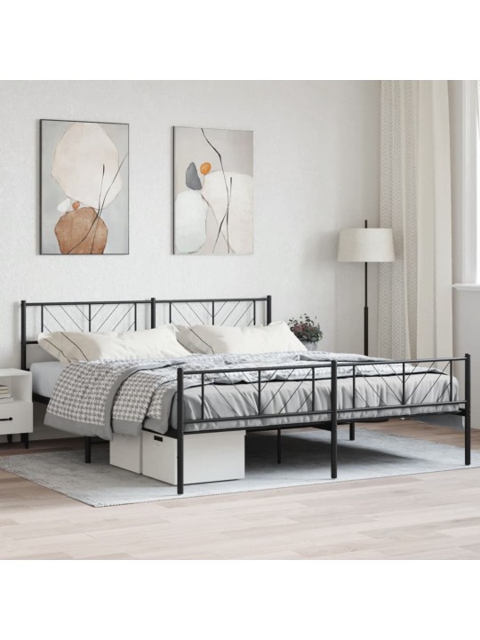 Kovový rám postele bez matrace s nožním čelem černý 180x200 cm