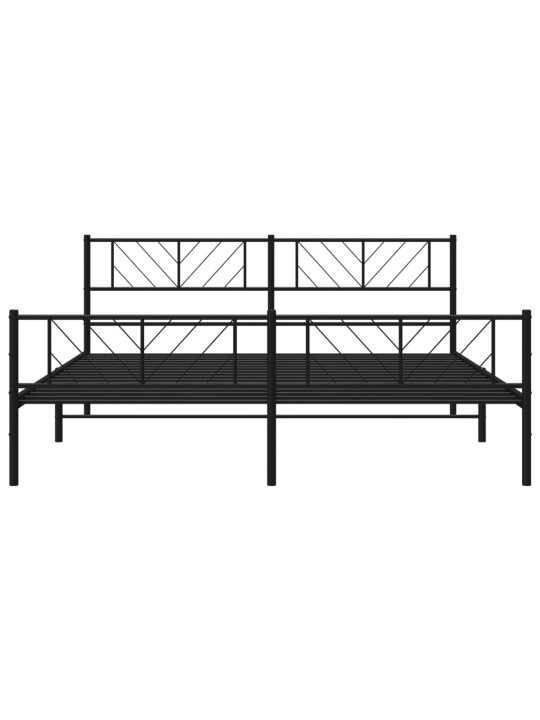 Kovový rám postele s hlavovým a nožním čelem černý 183 x 213 cm