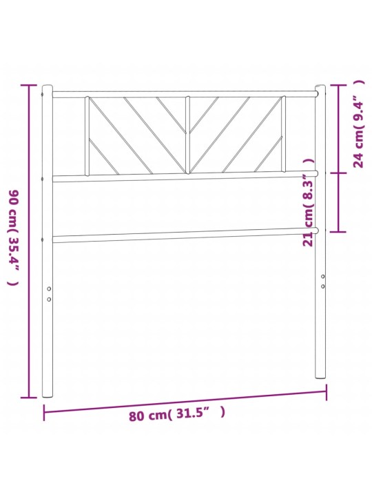 Kovové čelo postele černé 75 cm