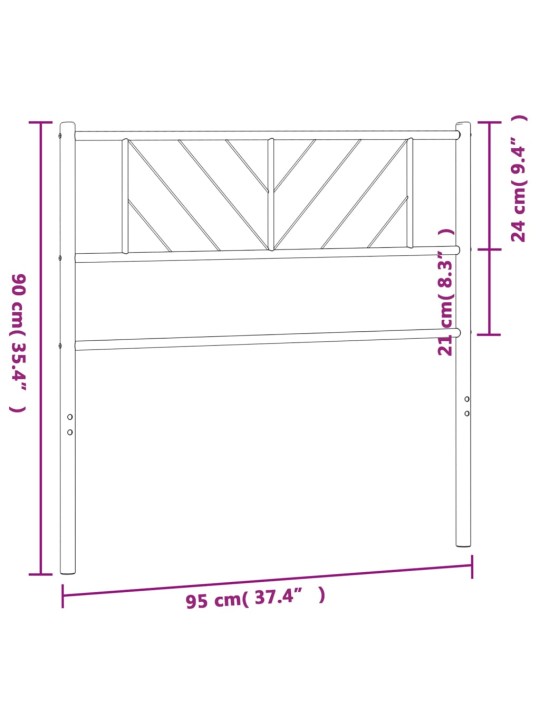 Kovové čelo postele černé 90 cm