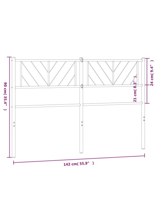 Kovové čelo postele černé 135 cm
