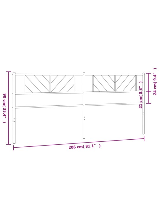Kovové čelo postele černé 200 cm