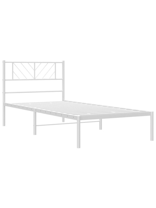 Kovový rám postele s čelem bílý 80 x 200 cm
