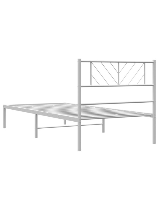 Kovový rám postele s čelem bílý 80 x 200 cm
