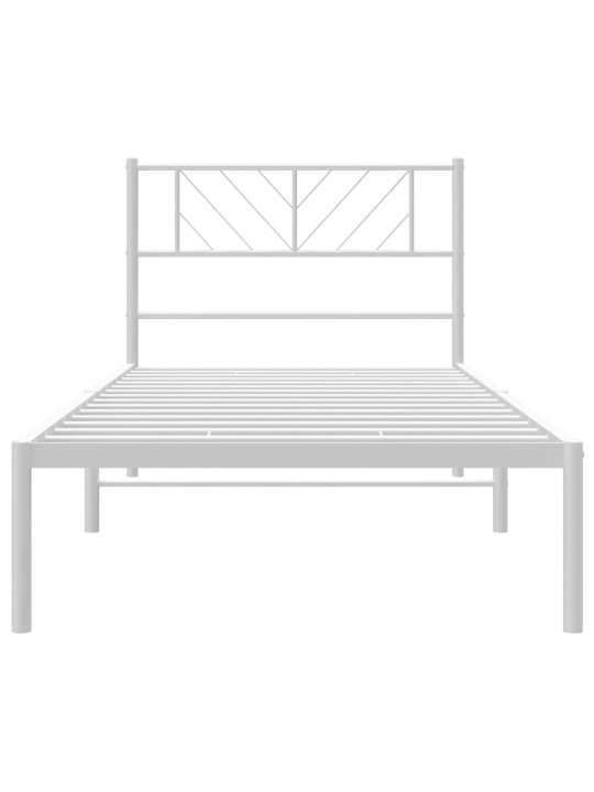 Kovový rám postele s čelem bílý 100 x 200 cm