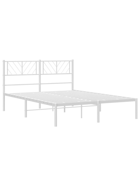 Kovový rám postele s čelem bílý 150 x 200 cm
