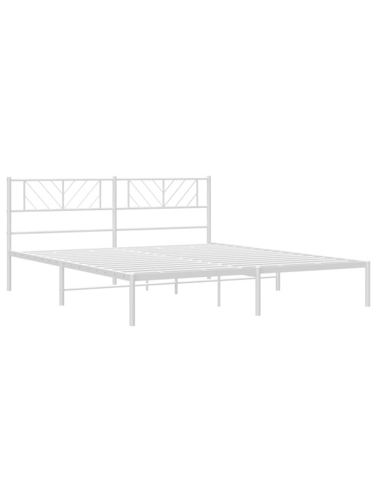Kovový rám postele s čelem bílý 180 x 200 cm