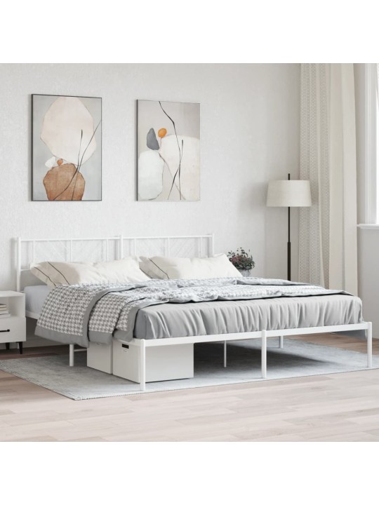Kovový rám postele s čelem bílý 180 x 200 cm