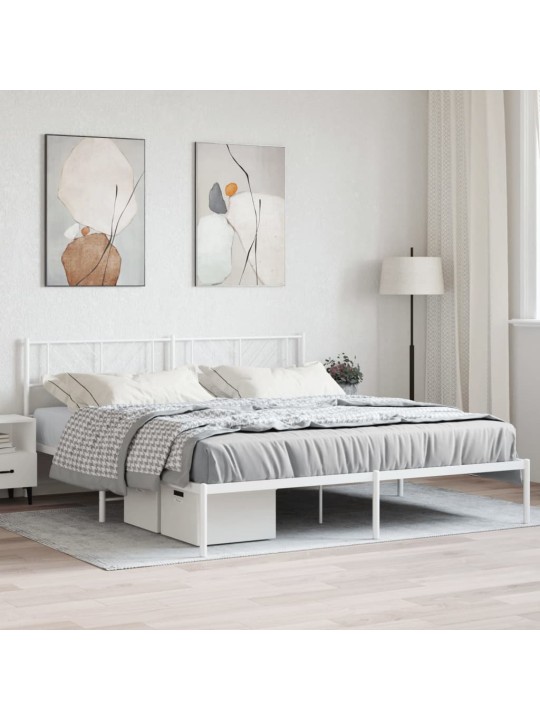 Kovový rám postele s čelem bílý 193 x 203 cm