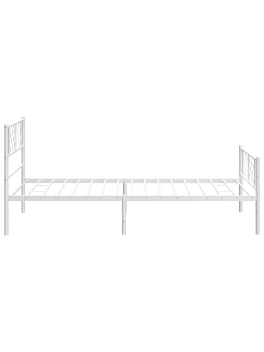 Kovový rám postele s hlavovým a nožním čelem bílý 75 x 190 cm