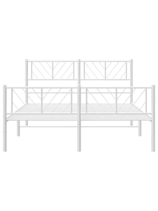Kovový rám postele s hlavovým a nožním čelem bílý 135 x 190 cm