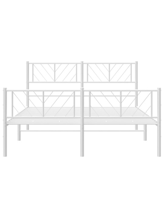 Kovový rám postele s hlavovým a nožním čelem bílý 150 x 200 cm