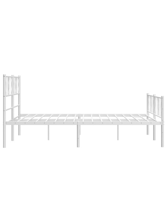 Kovový rám postele s hlavovým a nožním čelem bílý 150 x 200 cm