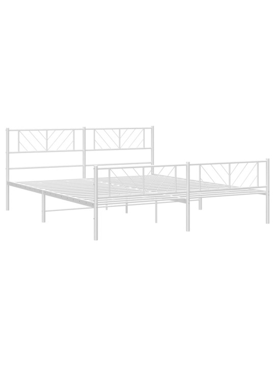 Kovový rám postele s hlavovým a nožním čelem bílý 180 x 200 cm
