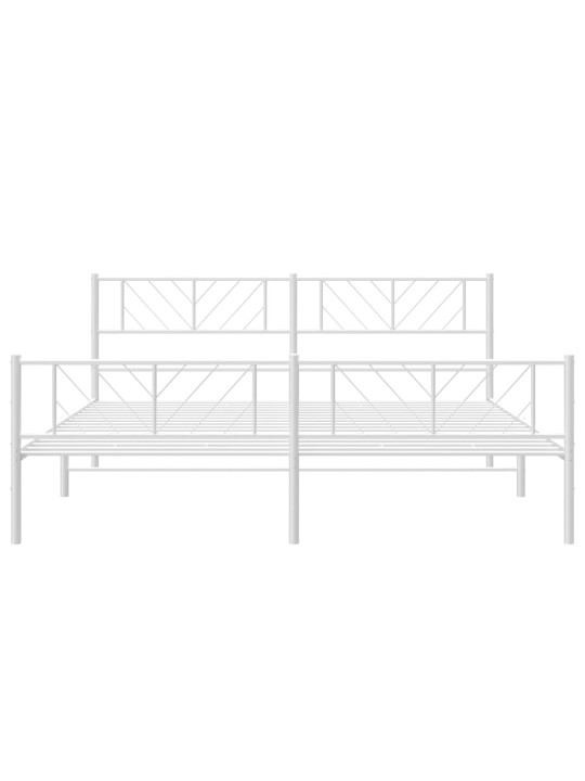 Kovový rám postele s hlavovým a nožním čelem bílý 180 x 200 cm