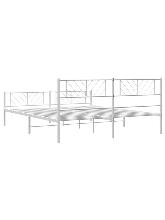 Kovový rám postele s hlavovým a nožním čelem bílý 180 x 200 cm
