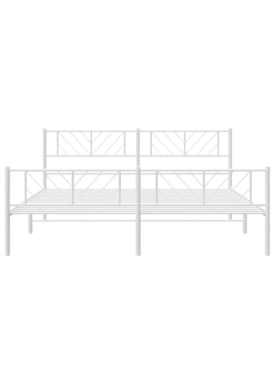 Kovový rám postele s hlavovým a nožním čelem bílý 183 x 213 cm