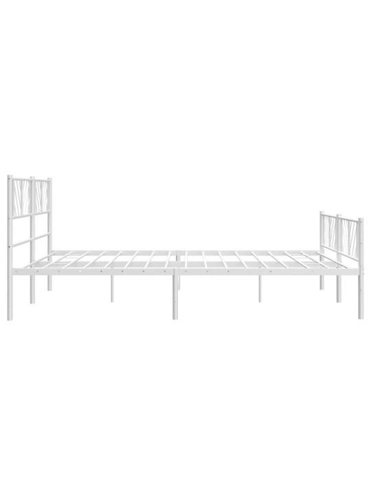 Kovový rám postele s hlavovým a nožním čelem bílý 193 x 203 cm
