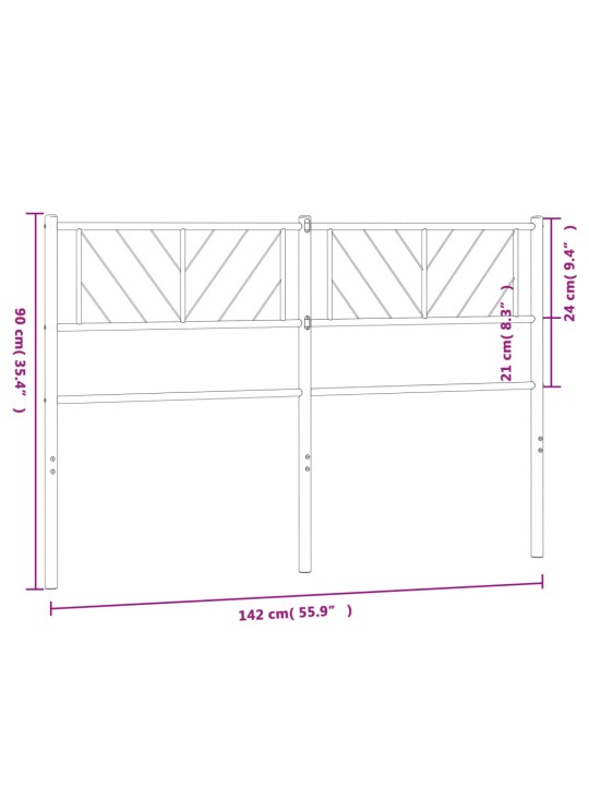 Kovové čelo postele bílé 135 cm