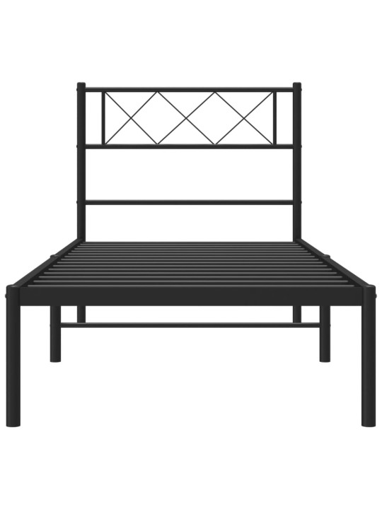 Kovový rám postele s čelem černý 80 x 200 cm