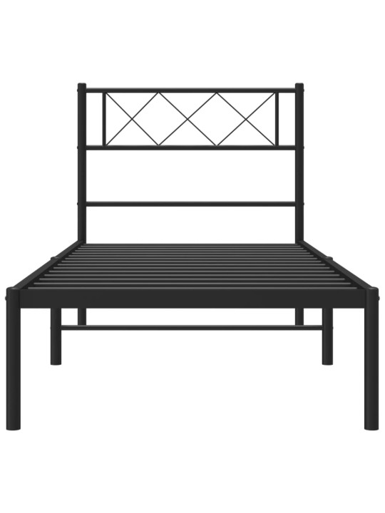 Kovový rám postele s čelem černý 107 x 203 cm