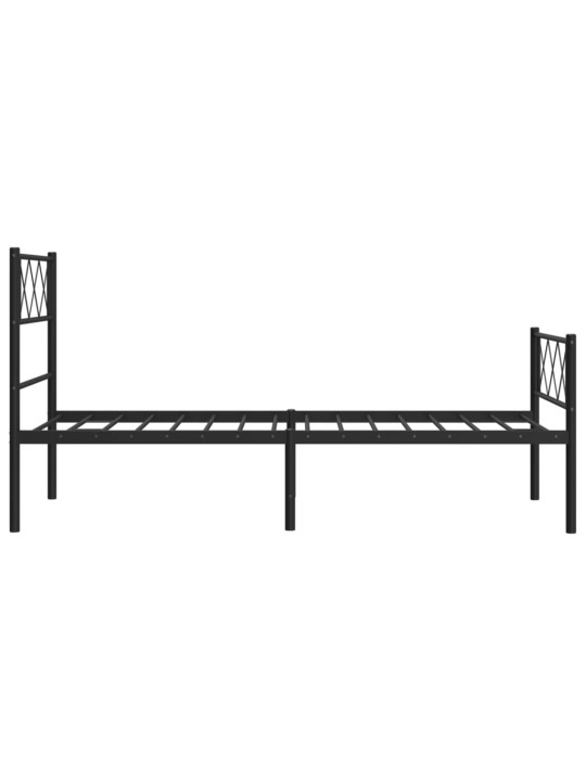 Kovový rám postele s hlavovým a nožním čelem černý 90 x 200 cm