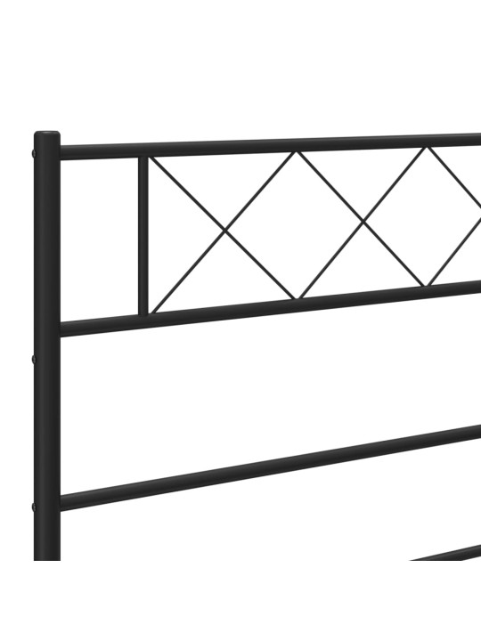 Kovový rám postele s hlavovým a nožním čelem černý 90 x 200 cm