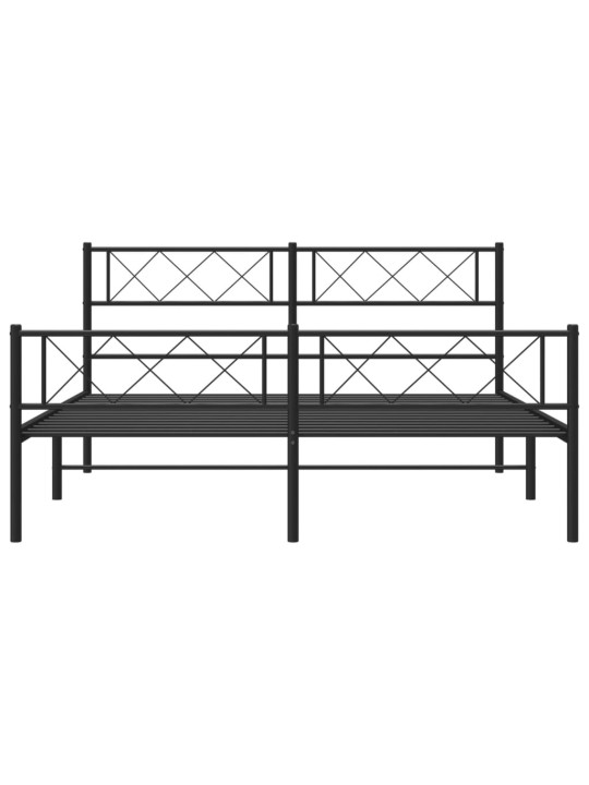 Kovový rám postele s hlavovým a nožním čelem černý 120 x 190 cm