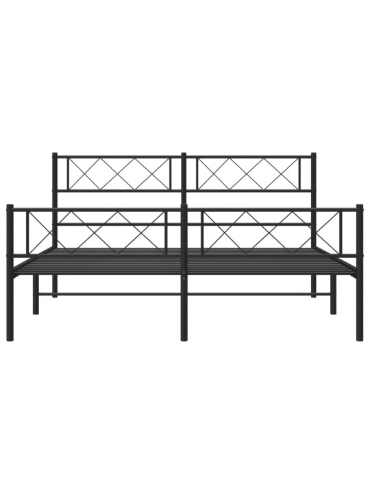 Kovový rám postele s hlavovým a nožním čelem černý 120 x 200 cm