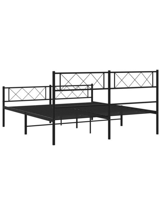 Kovový rám postele s hlavovým a nožním čelem černý 120 x 200 cm