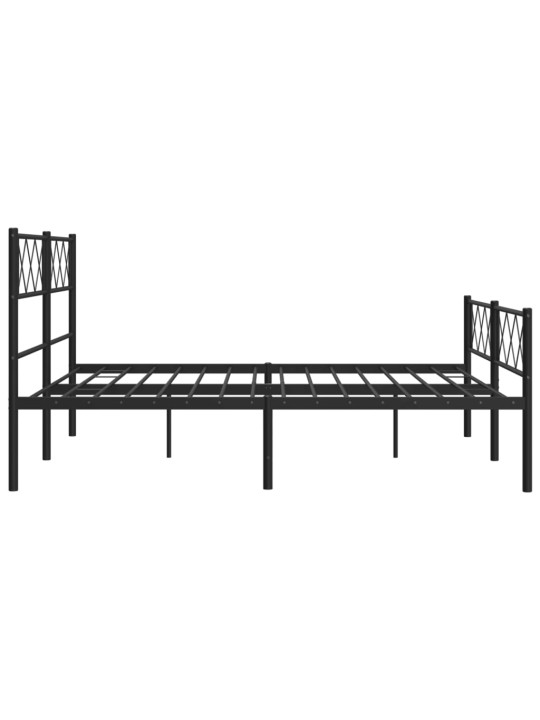 Kovový rám postele s hlavovým a nožním čelem černý 135 x 190 cm