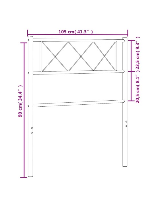 Kovové čelo postele černé 100 cm